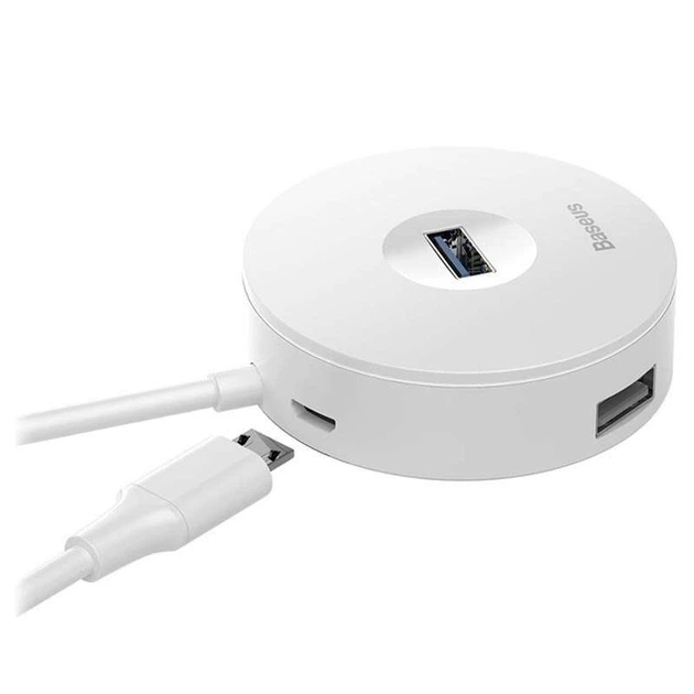 Переходник HUB Baseus Round Box USB to USB 3.0 + 3USB 2.0 (Белый) (89305) - Фото 4 Переходник HUB Baseus Round Box USB to USB 3.0 + 3USB 2.0 (Белый) (89305) - изображение 4