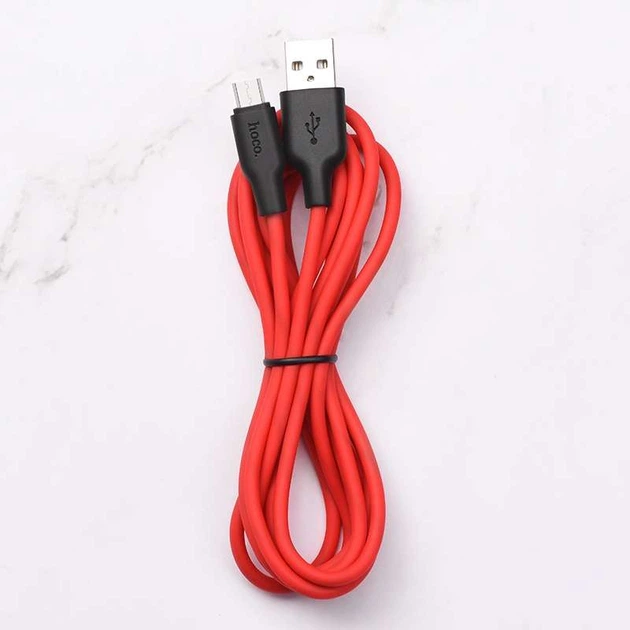 Дата кабель HOCO X21 Plus Silicone MicroUSB Cable (1m) (Black / Red) (104720) - зображення 2