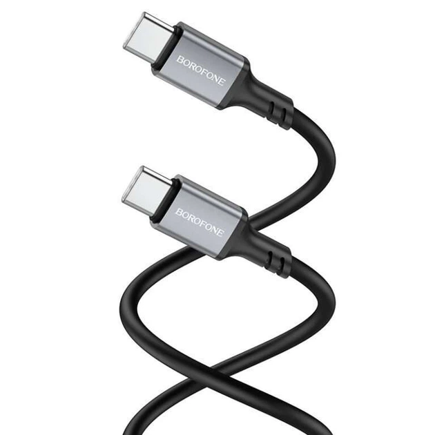 Дата кабель Borofone BX83 Famous PD60W Type-C to Type-C (Black) (165919) - Фото 2 Дата кабель Borofone BX83 Famous PD60W Type-C to Type-C (Black) (165919) - изображение 2