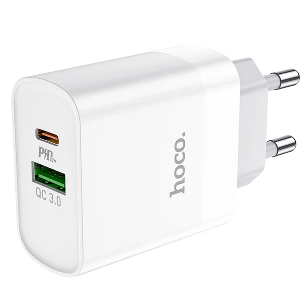 Сетевое зарядное устройство HOCO C80A Plus Rapido PD20W+QC3.0 (1Type-C/1USB) (White) (179657) - изображение 3