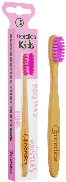 Szczoteczka do zębów Nordics Kids Bamboo Toothbrush bambusowa dla dzieci Pink 1 szt (3800500324050) - obraz 1