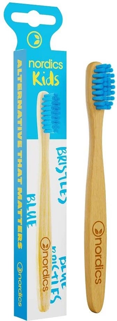 Зубна щітка Nordics Kids Bamboo Toothbrush бамбукова для дітей Blue 1 шт (3800500324043) - зображення 1