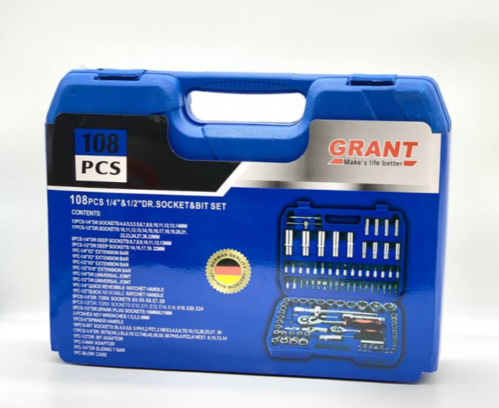 Набір інструментів Grant 1/2" і 1/4" 108 предметів - зображення 5