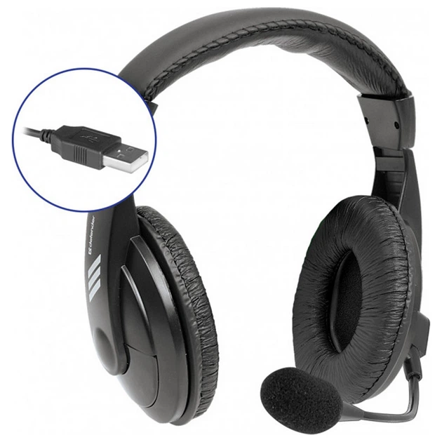 Наушники с микрофоном Defender Gryphon 750U USB черные - Фото 2 Наушники с микрофоном Defender Gryphon 750U USB черные - изображение 2