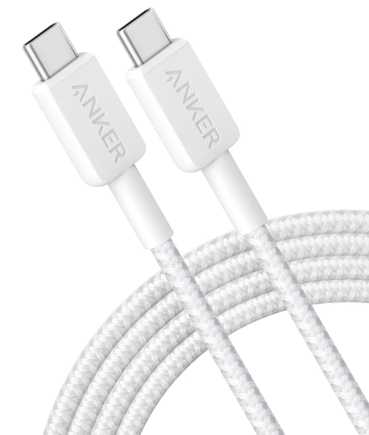 Кабель Anker 322 USB-C to USB-C - 1.8m Nylon White (6908157) - Фото 2 Кабель Anker 322 USB-C to USB-C - 1.8m Nylon White (6908157) - изображение 2