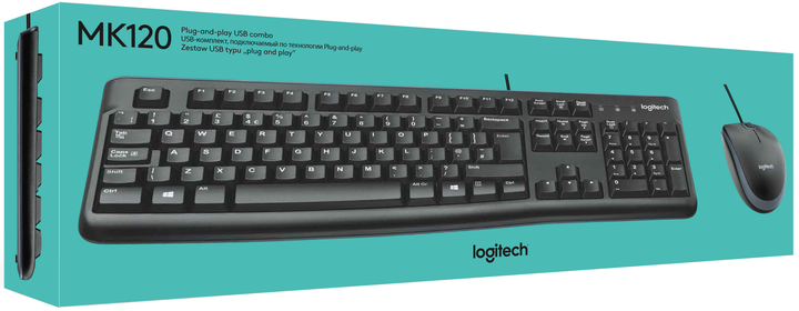 Комплект дротовий Logitech MK120 USB Black (920-002823) - зображення 8