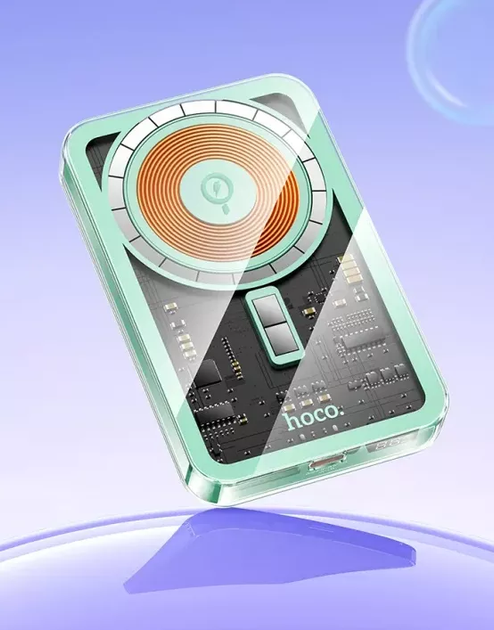 Power Bank УМБ HOCO Ice Crystal magnetic fast charging Q14 5000mah Type-C QC/PD 20Вт/3A blue - зображення 4