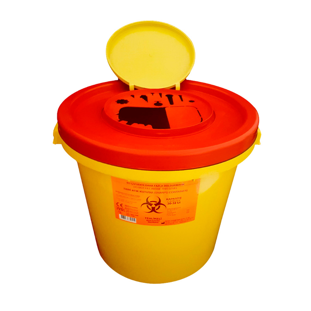 Контейнер для утилизации медицинских отходов 32 л с крышкой Желтый Moslab - изображение 1