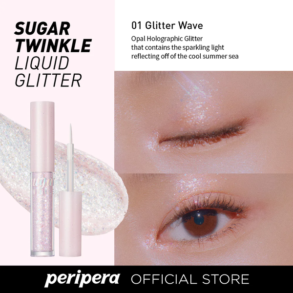 Блискучі тіні PERIPERA Sugar Twinkle Liquid Glitter #01 GLITTER WAVE для повік, 1,9г - Фото 3 Блискучі тіні PERIPERA Sugar Twinkle Liquid Glitter #01 GLITTER WAVE для повік, 1,9г - зображення 3