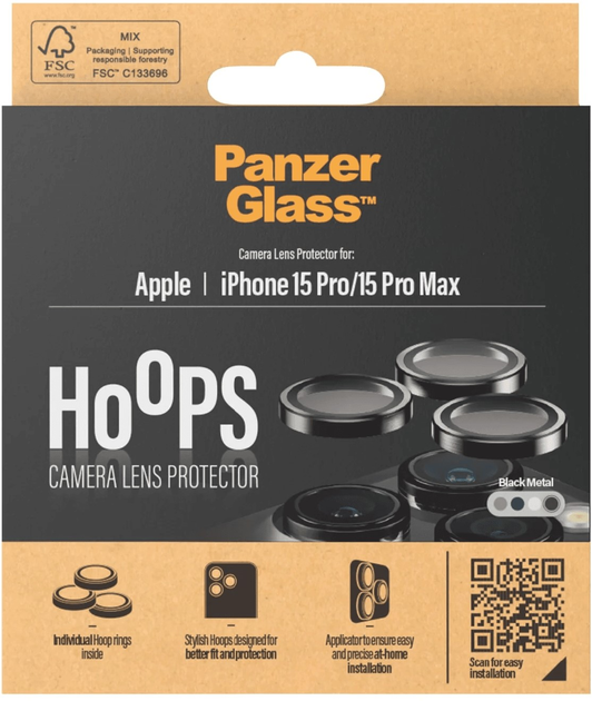 Захисне скло PanzerGlass Hoops Camera Lens Protector для камери Apple iPhone 15 Pro/15 Pro Max Black (5711724011399) - зображення 4