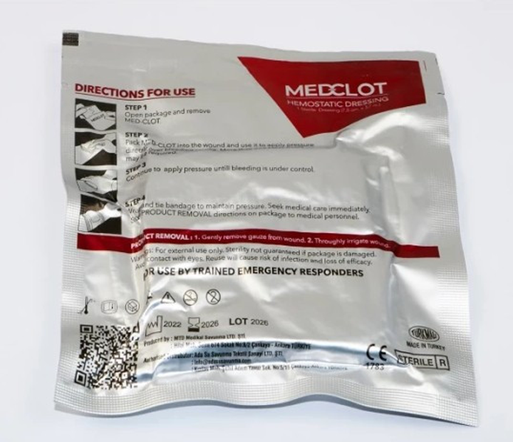 Кровоостанавливающий бинт MedClot 7.5 см х 3.7 м (гемостатический бинт), кровоостанавливающая повязка - изображение 2