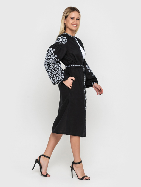Плаття-вишиванка жіноче з візерунком NARODNYY BUTIK Ясні Зорі 1542.1 46 Чорне (NB2000000246772) - зображення 4