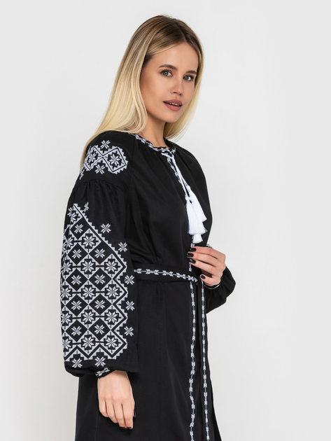 Плаття-вишиванка жіноче з візерунком NARODNYY BUTIK Ясні Зорі 1542.1 46 Чорне (NB2000000246772) - зображення 6