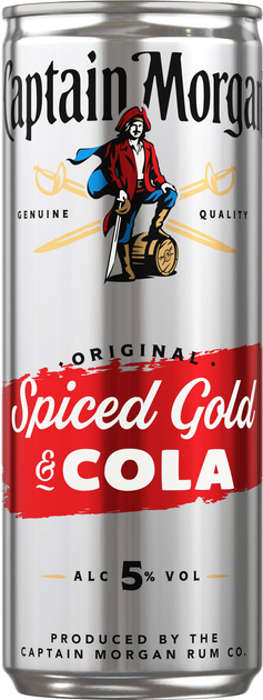 Напиток алкогольный Captain Morgan Spiced Gold Rum-Cola 0.25 л 5% (05000281038445) - изображение 1