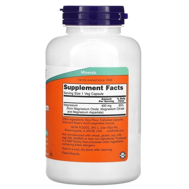 Витамины Now Foods Magnesium Caps 400 мг 180 капсул - Фото 2 Витамины Now Foods Magnesium Caps 400 мг 180 капсул - изображение 2