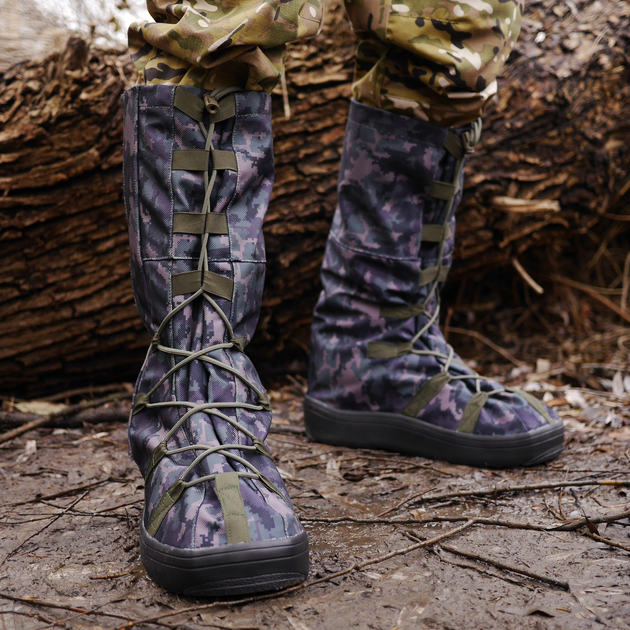 Тактические Бахилы водоталкивающие, Военные гамаши на обувь для Защиты от Дождя Камуфляж M (39-41) - изображение 1