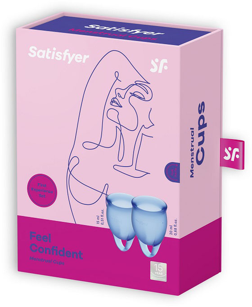 Набір менструальних чаш Satisfyer Feel Confident Menstrual Cup 15 мл + 20 мл темно-синій (4061504002057) - зображення 1