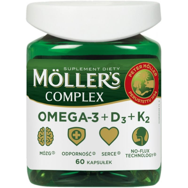 Дієтична добавка Mollers Complex Omega-3 + D3 + K2 60 капсул (5702071389361) - зображення 1