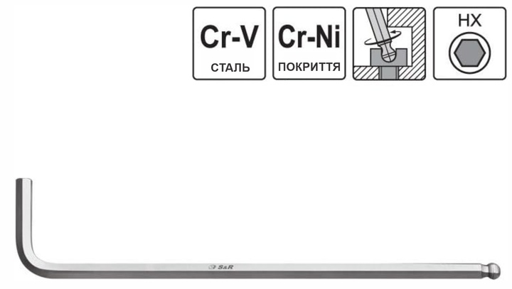 Набор ключей S&R Cr-V дюймовых удлиненных с шарниром 1/16"-3/8" 9 шт (365303109) - изображение 7
