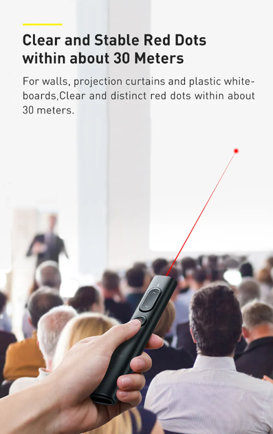 Презентер + лазерная указка для презентаций аккумуляторная PowerPoint, Baseus Wireless Presenter (ACFYB-B0G) - изображение 6