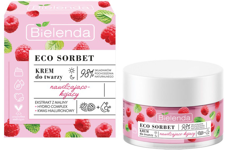 Krem do twarzy Bielenda Eco Sorbet nawilżająco-kojący na dzień i noc Malina 50 ml (5902169042738) - obraz 1