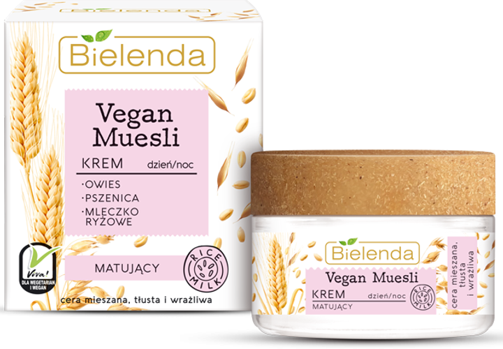 Крем для обличчя Bielenda Vegan Muesli Matte Cream матуючий для жирної та чутливої шкіри день/ніч 50 мл (5902169037819) - зображення 1