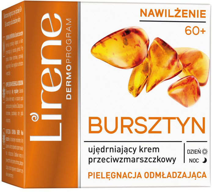 Krem do twarzy Lirene Bursztyn 60+ ujędrniający przeciwzmarszczkowy na dzień i noc 50 ml (5900717712317) - obraz 1