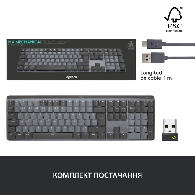 Клавиатура Logitech MX Mechanical Graphite Tactile (920-010757) - Фото 2 Клавиатура Logitech MX Mechanical Graphite Tactile (920-010757) - изображение 2