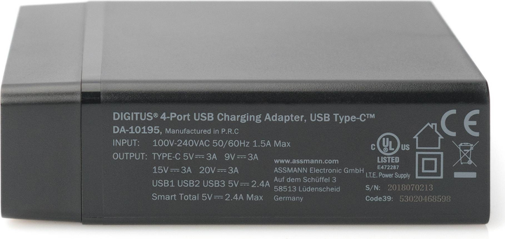Stacja ładująca Digitus z 4 portami USB, USB-C (DA-10195) - obraz 2