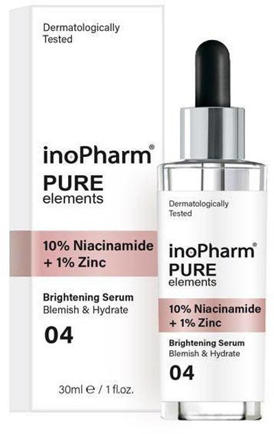Serum do twarzy InoPharm Pure Elements z 10% niacynamidem i 1% cynkiem 30 ml (3800038936114) - obraz 1