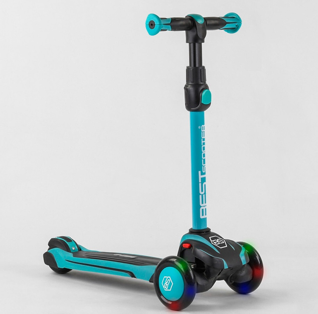 Самокат трехколесный Best Scooter MAXI алюминевый руль подсветка колес ...