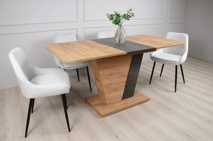 Стіл кухонний розкладний FOREST D/A Дуб крафт золотий / Ательє темне 120(160)x80 Intarsio - зображення 4