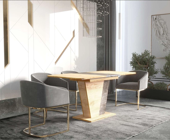 Стіл кухонний розкладний FOREST D/A Дуб крафт золотий / Ательє темне 120(160)x80 Intarsio - зображення 10