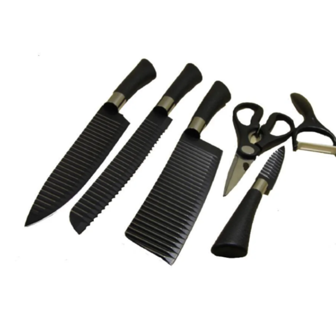Набор ножей LS 6pcs Knife Set + керамическая овощечистка+ ножницы Нержавеющая сталь - изображение 1