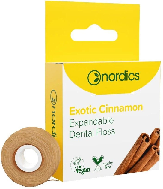 Nić dentystyczna Nordics Expandable Dental Floss Egzotyczny Cynamon 30 m (3800500324111) - obraz 1