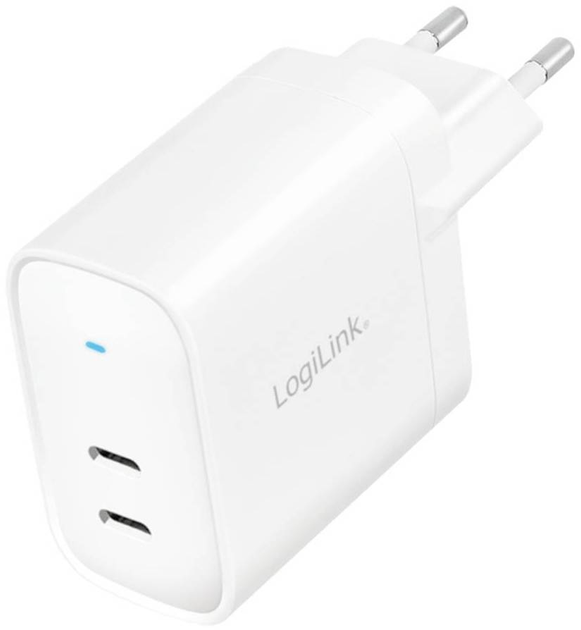 Мережевий зарядний пристрій LogiLink 2xUSB-C 40Вт Білий (4052792067545) - зображення 1