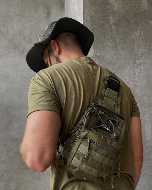 Армійська сумка через плече Сумка наплічна | Нагрудна чоловіча сумка DL-271 тканинна KordMart (TL271195ws54857-2) - зображення 2