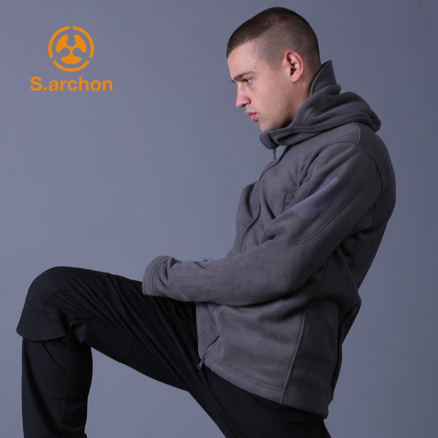Кофта тактическая флисовая флиска куртка с капюшоном S.archon grey Размер XL - изображение 2