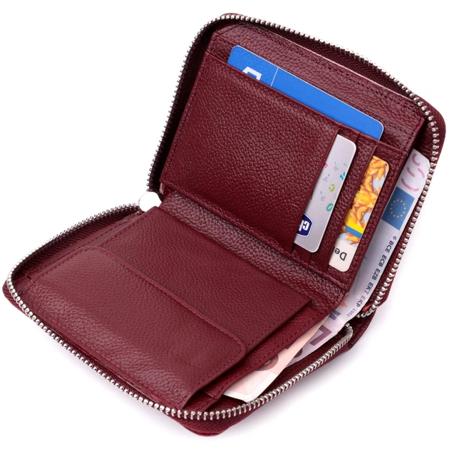 Практичний гаманець для жінок із натуральної шкіри ST Leather 22450 Бордовий - Фото 7 Практичний гаманець для жінок із натуральної шкіри ST Leather 22450 Бордовий - зображення 7