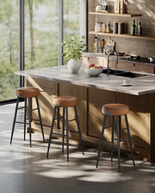 Стілець барний 4 штуки Loft_Apartament 51,6 x 51,6 x 76,2 см колір коричневий - зображення 2