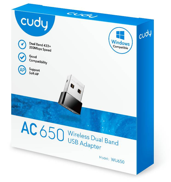 Dwuzakresowy adapter USB Cudy Wi-Fi 650 Mb/s WU650 (6971690790851) - obraz 6