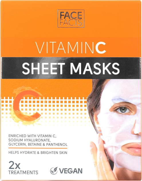 Маска для лица Face Facts Vitaminc Sheet Masks в упаковке с витамином С ...
