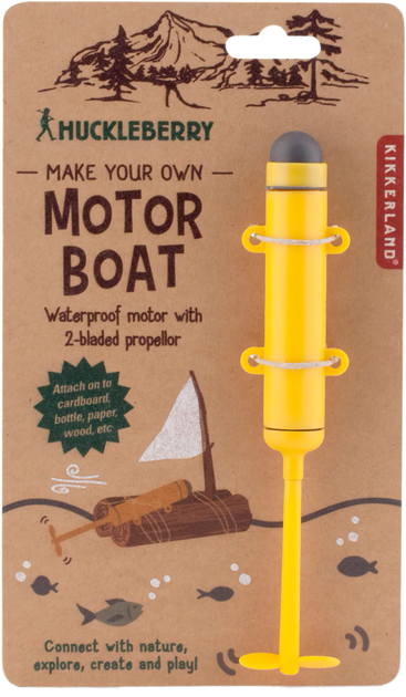 Водостійкий моторчик для саморобних вітрильників Kikkerland Huckleberry Make Your Own Motor Boat (0612615090231) - зображення 1