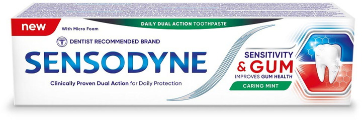 Зубна паста Sensodyne Sensitivity & Gum з фтором для чутливих зубів і ясен зі смаком м'яти 75 мл (5054563154415) - зображення 1