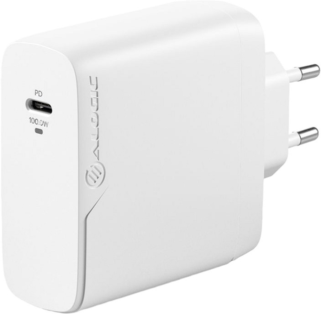 Мережевий зарядний пристрій Alogic Rapid Power 100W GaN Charger 1 port + 2m USB-C Cable White (WCG1X100-EU) - зображення 2