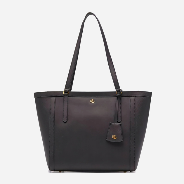 Torebka shopper damska skórzana Lauren Ralph Lauren 431842431001 Czarna (3616532146559) - obraz 1