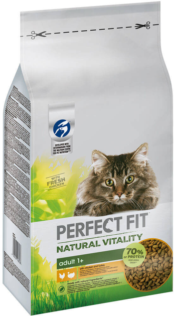 Sucha karma dla dorosłych kotów Perfect Fit Natural Vitality z kurczakiem i indykiem 6 kg (4008429148538) - obraz 1