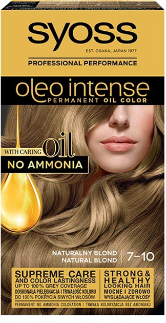 Farba do włosów Syoss Oleo Intense trwale koloryzująca z olejkami 7-10 Naturalny Blond (9000100814461) - obraz 1