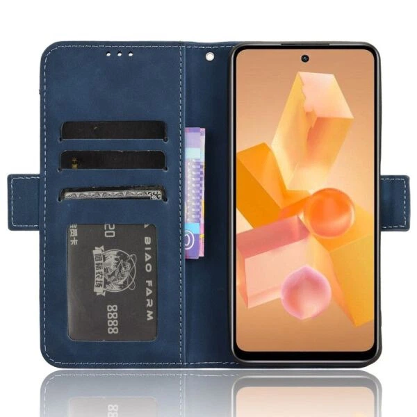 Чехол-книжка с кармашками Deexe Wallet Stand для Infinix Hot 40i - Blue - изображение 3