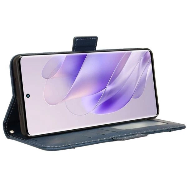 Чехол-книжка с кармашками Deexe Wallet Stand для Infinix Zero 30 - Blue - изображение 5